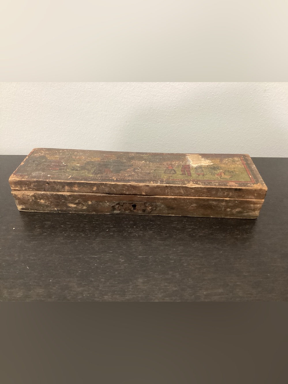 Antique Wooden School Pencil Box from the late 19th century to the early 20th C
